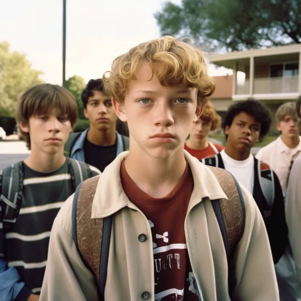 Boy in school playground his Confidence and Self-Esteem is low